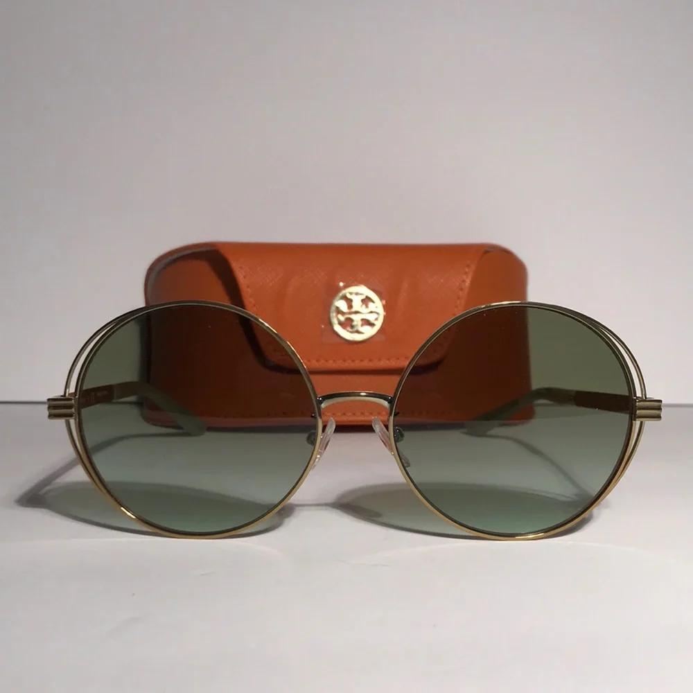 ✨ Tory Burch TY6085 Green & Gold Oversized Round Sunglasses – New Authentic